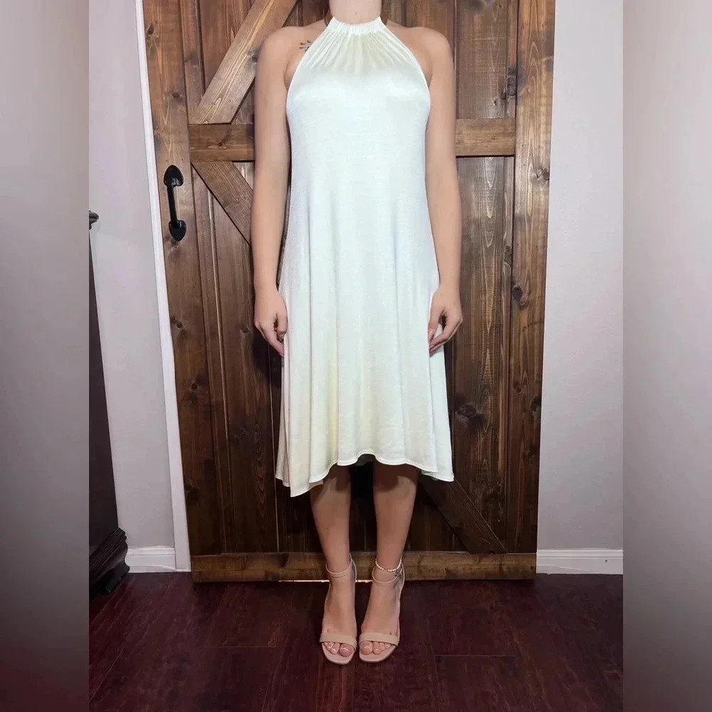 Guess by Marciano Ivory Halter Backless Midi Dress